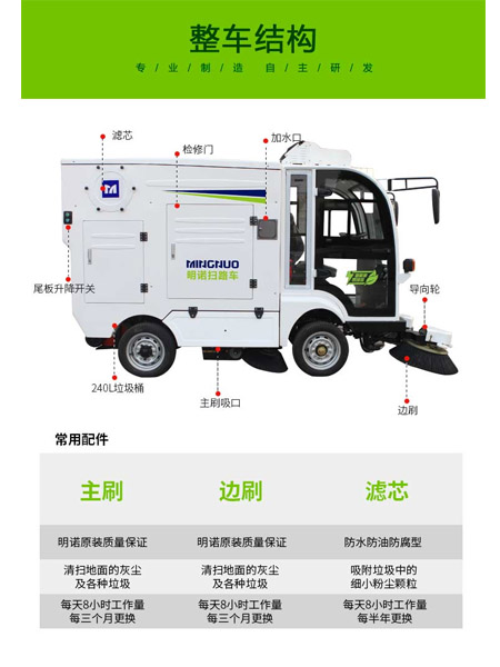 四轮扫路车MN-S1800配备240L标准谢通门垃圾桶